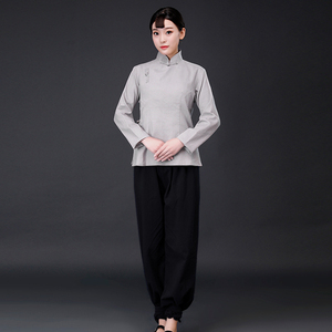 棉麻民国服装女刘胡兰演出服儿童话剧表演农村老太太孟婆服装六一