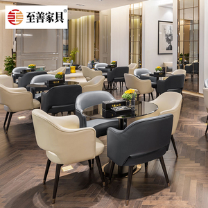 新中式售楼处洽谈椅组合欧式实木新古典餐椅影楼部美容院接待桌椅