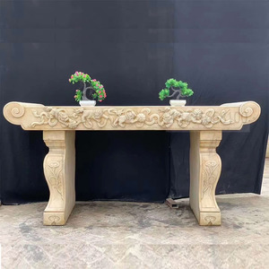 仿古石雕条桌案台供桌中式庭院石材花架盆景底座汉白玉做旧石条案