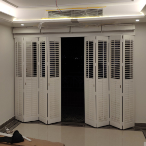 百叶门 折叠门定制衣帽间活动透气隐形推拉门隔断实木百叶窗