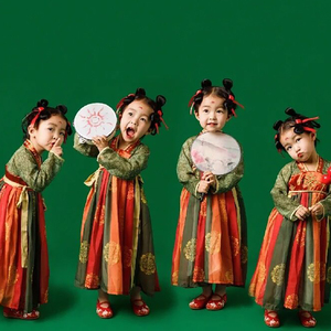 女童汉服夏季中国风儿童舞蹈服少儿古典舞演出服女孩敦煌表演唐装