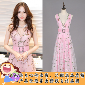 2019春礼服女仙气迪丽同热巴同款梦幻连衣裙重工法式优雅奢华蓬裙