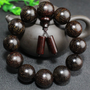 印度小叶子紫檀珠串高油金星百年老料文玩收藏精品男女手串情侣