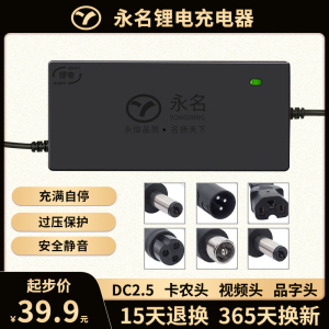 永名48v2a锂电池充电器电动车锂离子三元原装卡农头麦克风头60v2a