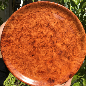 树瘤果盘满瘤疤摆件盘瘿木精品细花满花缅甸花梨木30cm摆件盘收藏