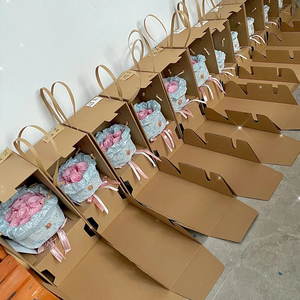 花店鲜花快递包装打包盒纸箱小香风花束加硬纸邮寄盒子护花物流箱