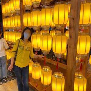 仿古灯笼串古风装饰中国风发光黄红色灯笼墙吊灯走廊户外拍照道具