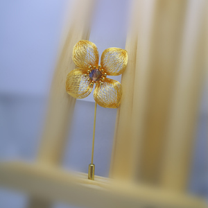 明媛金属网胸花针创意设计手工铜丝材料包diy日韩送礼一字保色