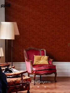 无缝酒红色壁纸电影法式复古墙纸卧室美式电视背景墙定制壁画墙布