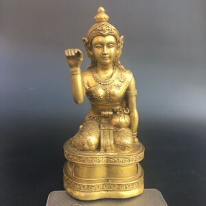 纯铜招手女神摆件泰国招财女神铜像摆设家居装饰工艺品