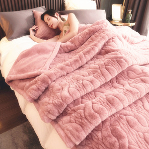 上海凤凰毛毯高档皮毛轻奢毯加厚双层冬季保暖仿兔毛貂绒毯子11斤