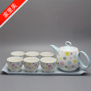 顺祥小凡尔赛8件托盘茶具家用凉水杯具中式茶具陶瓷茶壶套装组合