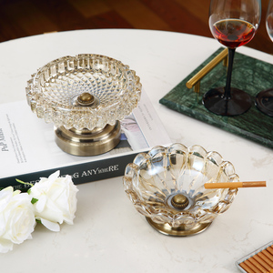 欧式创意水晶玻璃烟灰缸客厅美式家用样板房软装饰品茶几家居摆件