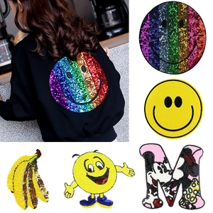 920人付款淘宝亮片大号笑脸图案装饰布贴服饰t恤卫衣外套diy破洞修