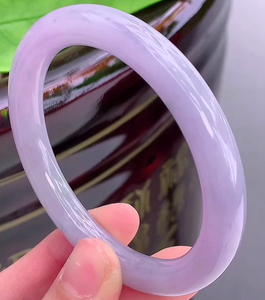 圈淡紫冰糯种平安镯镯冰种a货手镯玉镯女紫罗兰翡翠淘我喜欢lhj2200