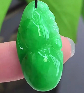 缅甸真品新款糯种满绿翠绿色葫芦福禄小吊坠鉴定天然翡翠玉佩挂坠