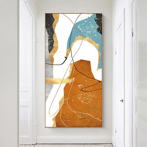 入户玄关装饰画现代简约抽象艺术橙色块挂画轻奢大气走廊过道壁画