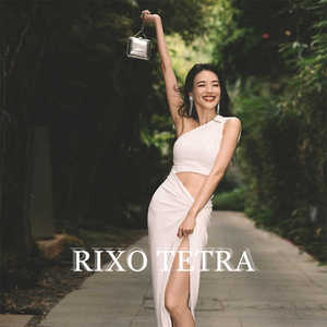 RIXO TETRA舒淇同款斜肩露腰气质连衣裙高腰开叉设计感白色长裙