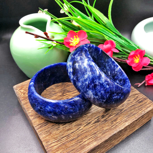 天然老矿蓝纹石手镯蓝纹玉镯子玉化圆条方镯高蓝能量手串直播选货