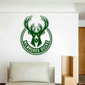 nba联赛雄鹿队标志贴纸雄鹿队logo贴画球迷寝室卧室客厅防水贴纸