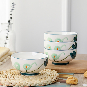天顺手绘陶瓷碗家用饭碗创意好看米饭碗面碗大汤碗餐具套装可微波