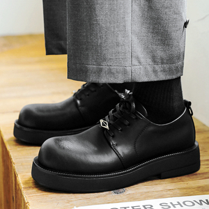 小皮鞋男士黑色小众马丁鞋高级感厚底真皮大头时尚商务休闲德比鞋