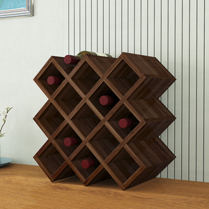 生态板实木红酒格子架菱形格子插拼酒叉方格欧式展示置物架定制