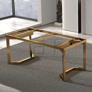 轻奢岩板桌腿支架大理石茶桌不锈钢桌脚办公桌餐桌架茶几底座定制