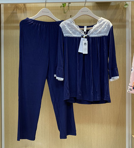 芬腾睡衣春夏季女士实体特价清仓七分袖长裤莫代尔套头薄款家居服