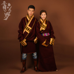 藏装情侣毛呢仿氆氇藏袍舞蹈演出婚礼藏装 西藏青海旅拍男女藏服