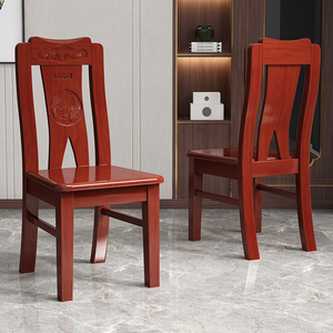全实木餐椅现代中式加厚仿古餐厅餐桌椅酒店家用靠背椅子原木凳子