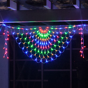 LED孔雀屏彩灯网灯闪灯串满天星圣诞过新年春节日装饰灯窗帘防水