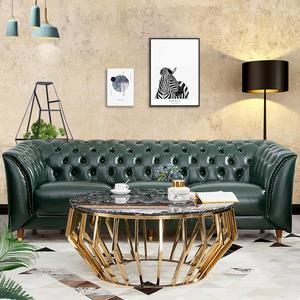 美式轻奢沙发组合小户型客厅后现代简约风格实木皮沙发三人位整装