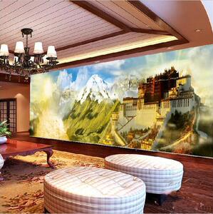 3d大型壁画电视沙发背景墙纸壁纸客厅藏式唐卡布达拉宫藏族墙布