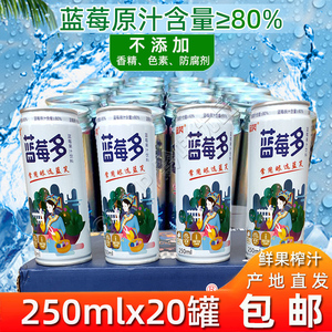 贵州麻江蓝莓果汁饮料250ml*20高矮罐鲜果榨汁蓝梅整箱