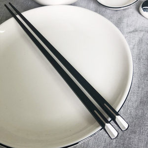 日式简约黑白色合金筷子抗菌防霉磨砂防滑寿司筷酒店餐厅商用公筷