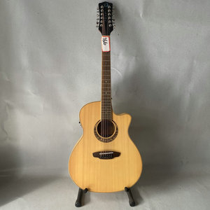 韩产 美国品牌露娜木吉他 luna 12弦电箱吉他 虎纹枫木原木色