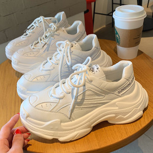 淘淘贝族淘宝香港潮牌炫酷高帮老爹鞋女2021百搭真皮透气拼色休闲