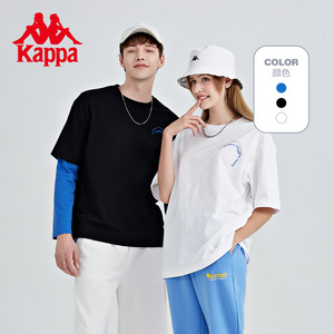 kappa卡帕短袖2022新款情侣男女运动印花休闲图案衫宽松背靠背t恤