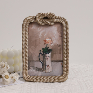 复古金色麻绳创意装饰画客厅桌面摆件书房卧室相框礼品挂墙摆台