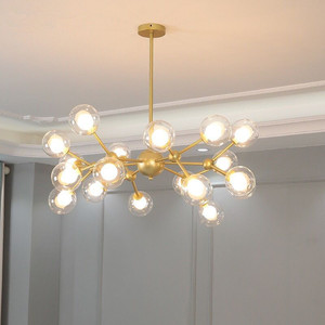 北欧客厅魔豆玻璃吊灯轻奢卧室餐厅美式铁艺枝形泡泡球灯具