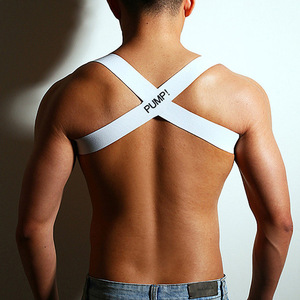 束胸绷带加强压力胸部衣男士肩带纯色性感夜店酒吧演出高弹束缚带