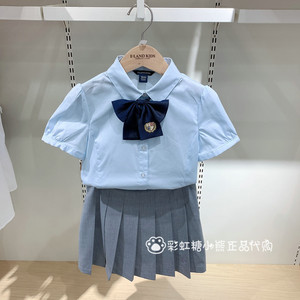 Elandkids衣恋童装专柜正品 24夏女童学院风短袖衬衫EKBAE2421K