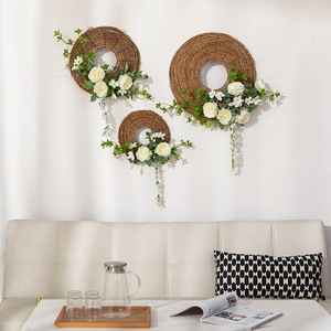 壁饰藤编绳环壁挂麻绳圆环创意墙上装饰品居家客厅墙上挂件装饰