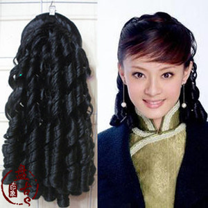 新款造型旗袍宫廷装卷发假发 影楼摄影写真长发 民国小姐孙俪卷发