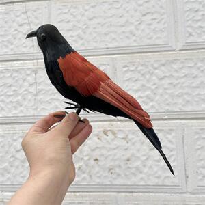 仿真羽红毛鸡园林装饰假鸟工艺品家居摆件摄影道具鸟教学动物模型