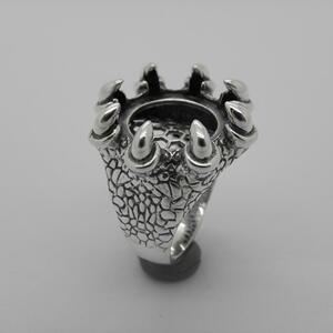 霸气男戒托龙爪戒指 925纯银托复古空托镶嵌14*14/13*13正圆戒托