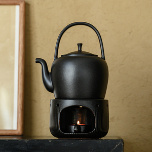 新中式茶馆酒店小火炉蜡烛底座酒精炉煮茶器温茶器家用陶壶保暖器