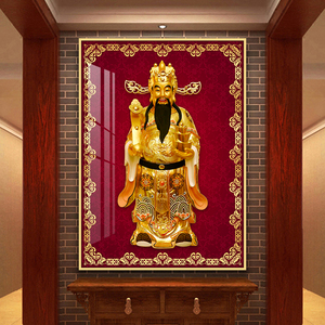 初夏花开旗舰店天猫中式五路财神客厅沙发背景墙装饰胡八方来财书房