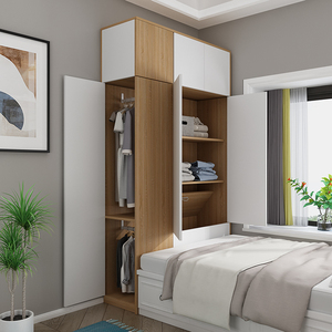 小户型床尾衣柜家用卧室简约现代省空间实木收纳储物柜儿童房定制